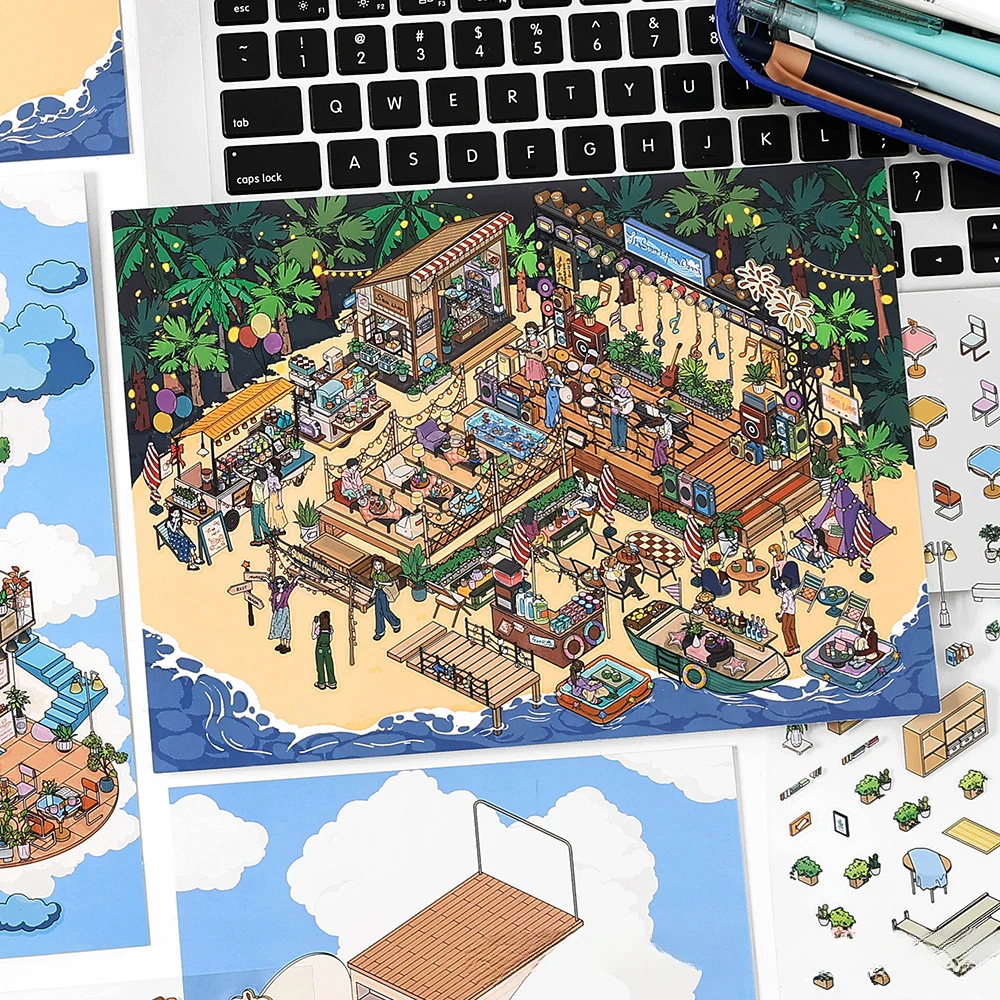 4 unids/bolsa 2.5D pegatinas de gran tamaño DIY pegatina altamente jugable apilamiento pegado Festival regalo de cumpleaños - imagen 3