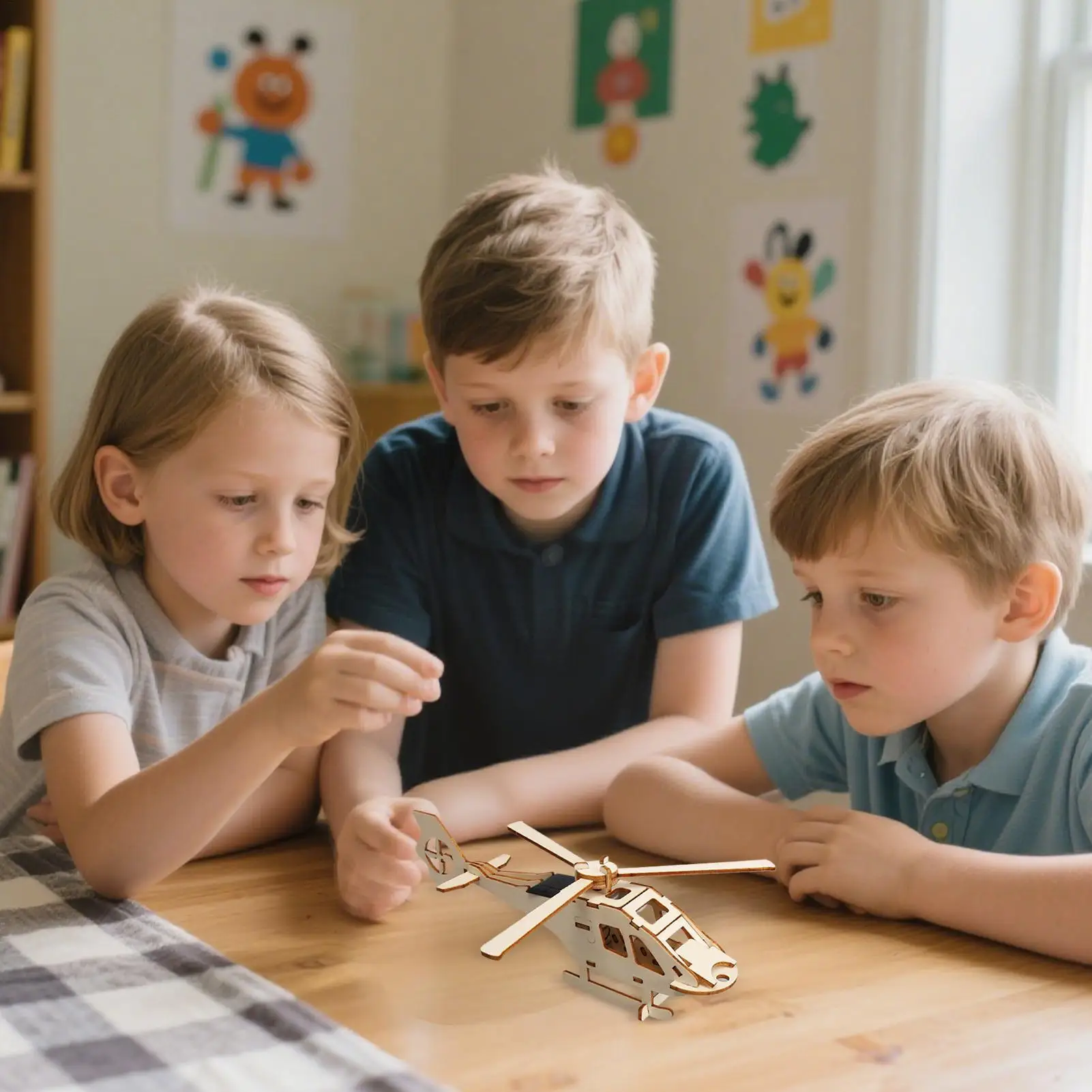 Kit de avión de madera, modelo de avión Experimental, helicóptero Solar artesanal, juguete para niños, cumpleaños, niño, niña, estudiantes de escuela - imagen 3