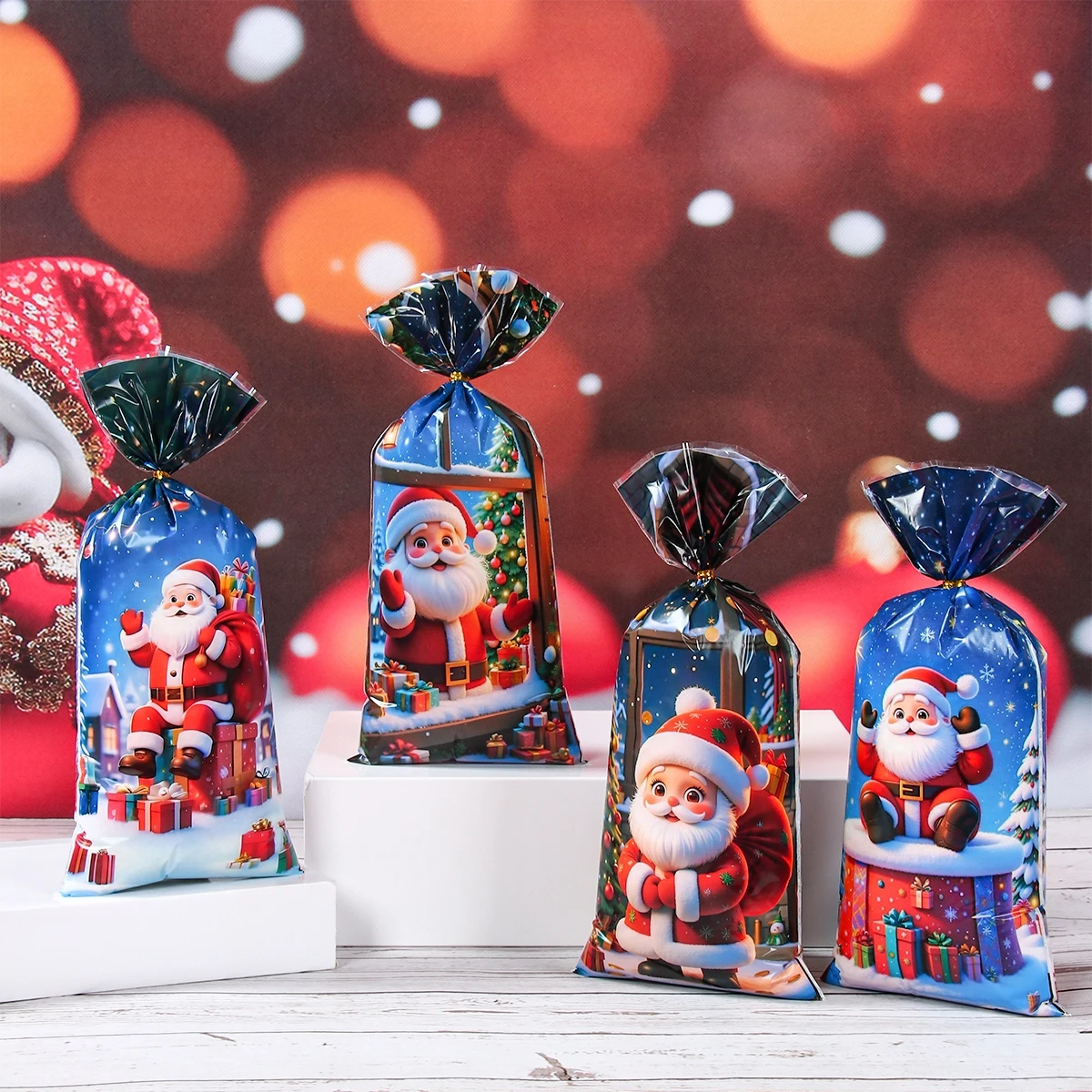 25/50 Uds. Bolsas de regalo de dulces de Feliz Navidad Año Nuevo 2026 bolsa de embalaje de galletas de caramelo de plástico 2025 Navidad decoración del hogar - imagen 2