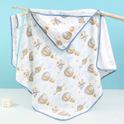 Toallas finas de algodón para envolver al bebé, manta envolvente con capucha de dibujos animados para recién nacido, Toalla de baño para niños respetuosa con la piel, primavera y verano