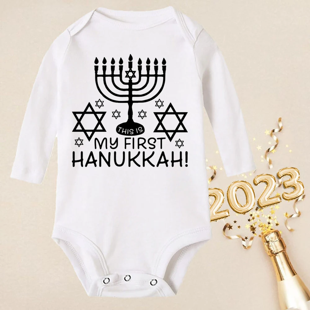 Mi primer Body para bebé de Hanukkah, ropa para niña y niño, pelele para niño pequeño, trajes de regalo para el primer Hanukkah para recién nacido, mono infantil de manga larga - imagen 5