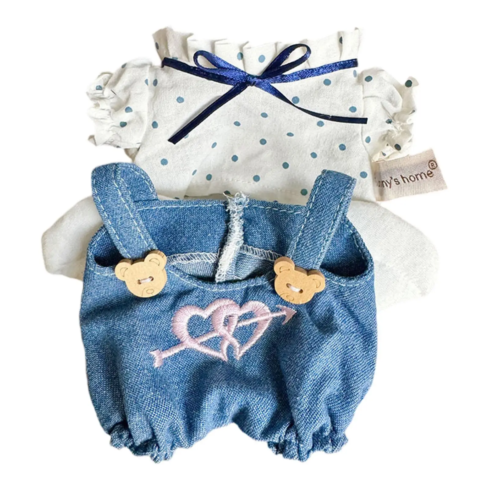 2Pcs Doll Clothes Accs Casual Outfits for 15cm Plush Duck Dolls Dress up