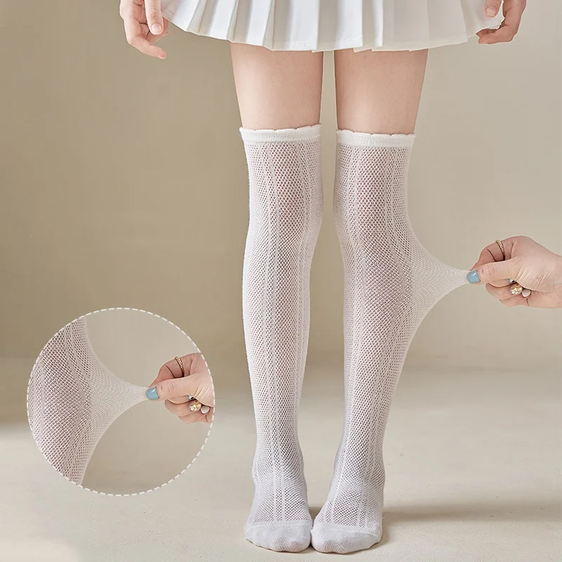 Calcetines largos altos para niña, medias escolares de malla de princesa para primavera y verano - imagen 2