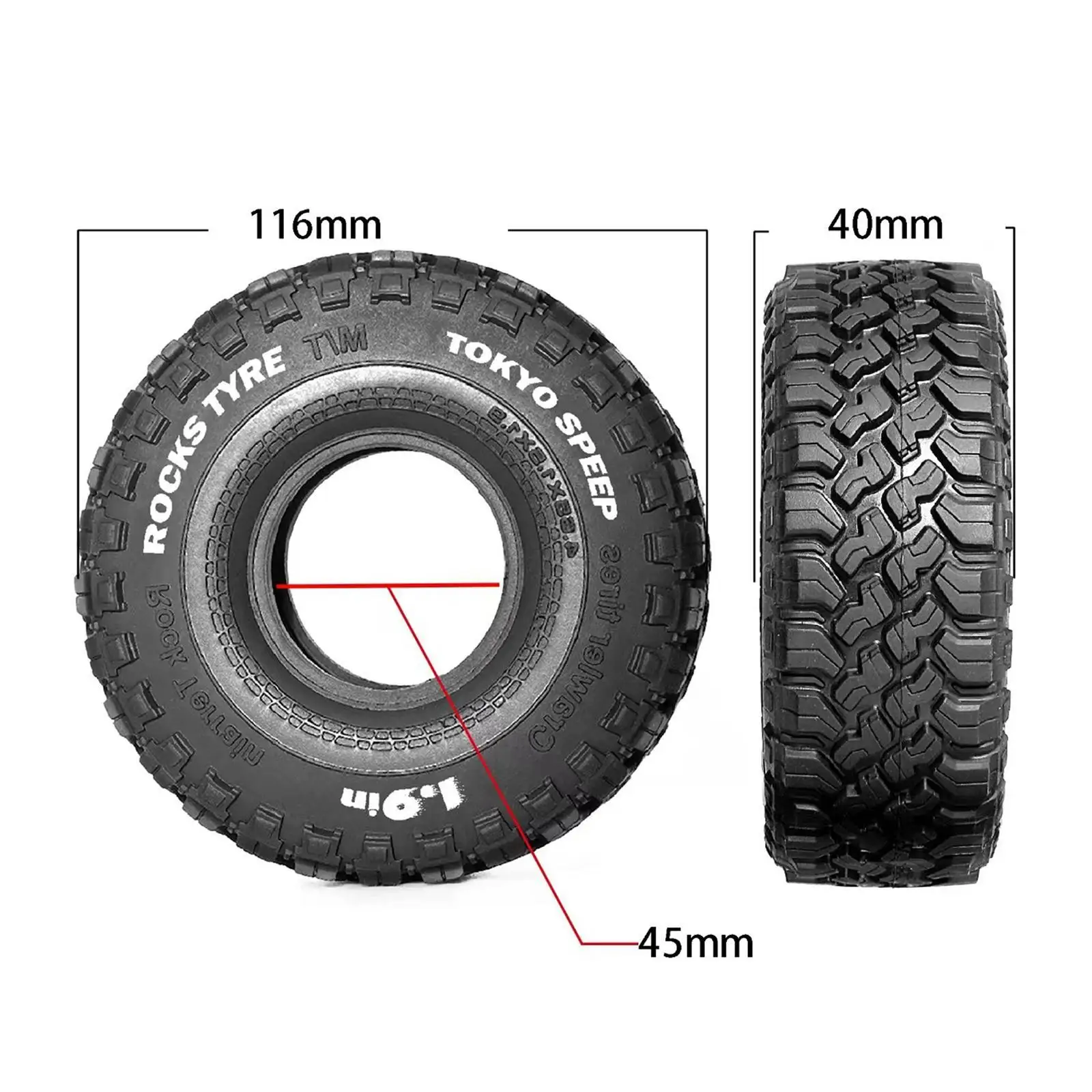 4x RC Crawler Tires Outer Diameter 11.6cm DIY Universal Practical Accessory