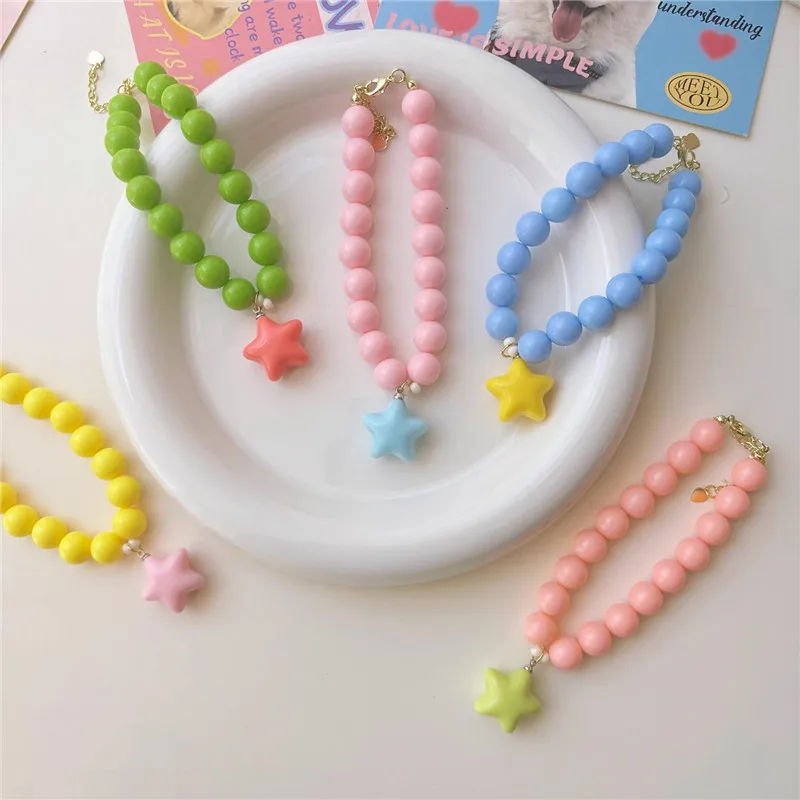 Collar ajustable para gato, colgante de estrellas Ins con cuentas, Collar para mascotas, Collar colorido bonito para el cuello del perro con accesorios - imagen 3