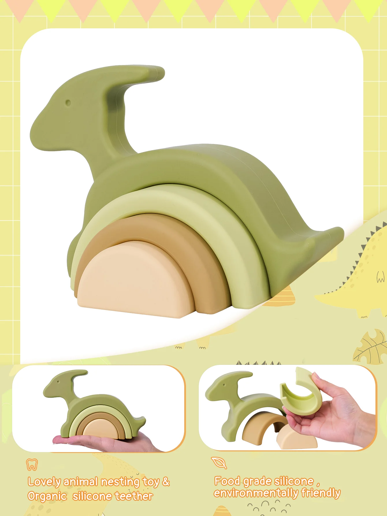 1 Juego de bloques de construcción de silicona para bebés, juguete educativo Montessori, juguetes apilables de silicona suave para niños pequeños - imagen 3