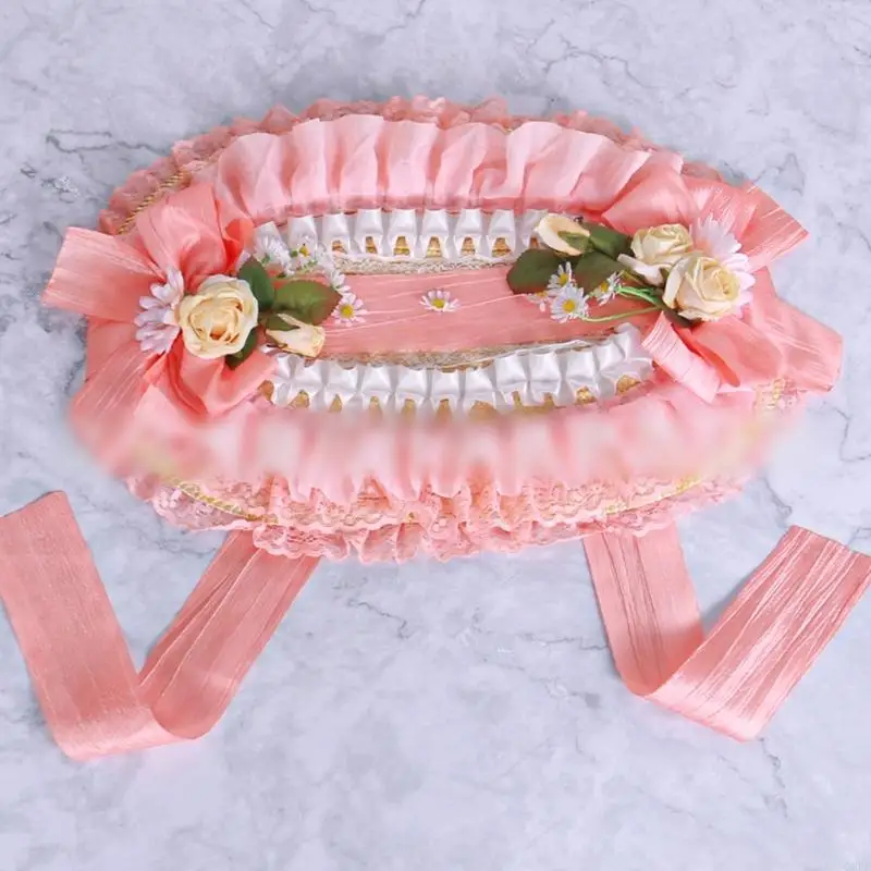 Sombrero de paja para niña con encaje floral – Primavera y verano - imagen 5