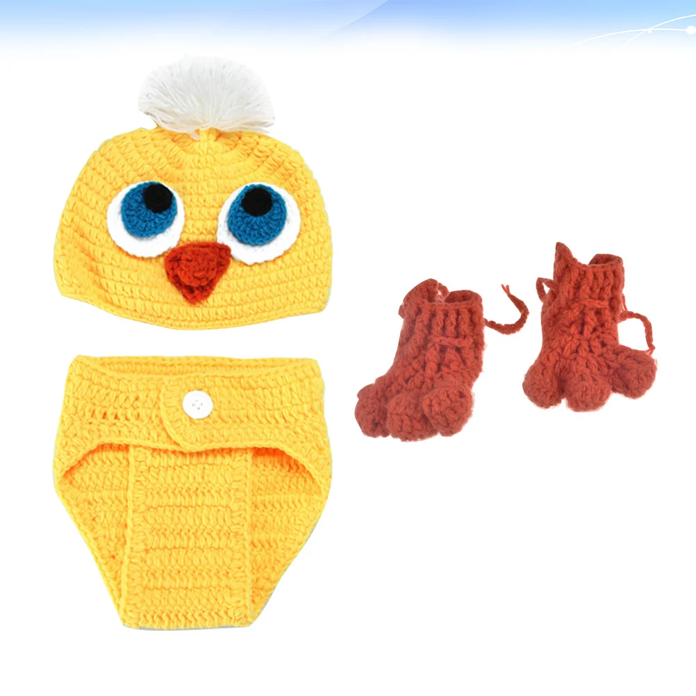 Gorro de pato amarillo para bebé, conjunto de traje para sesión de fotos de punto de ganchillo, disfraz de fotografía para recién nacido, accesorios para fiesta navideña - imagen 2