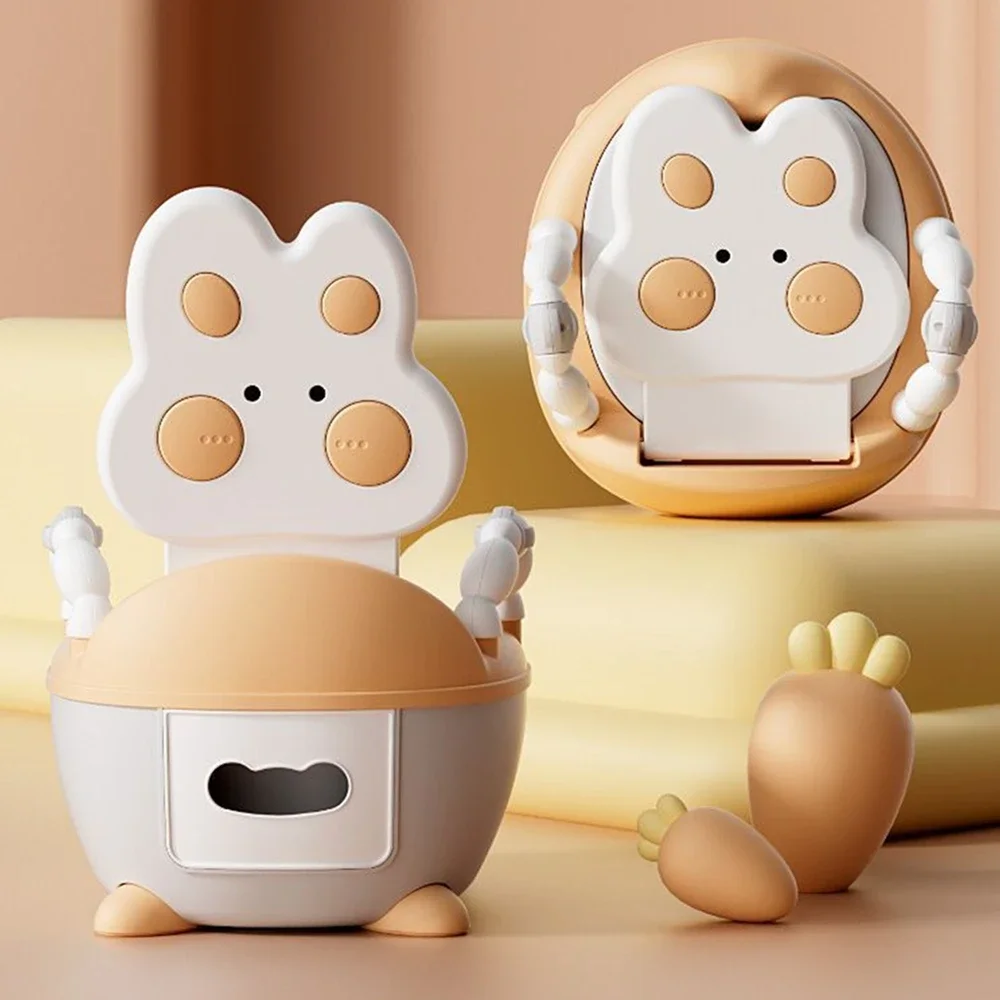 Inodoro de entrenamiento para niños, orinal portátil para niños, bonito conejo, olla para inodoro para bebés, orinal portátil, tapa para asiento de inodoro para niños