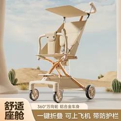 Cochecito de bebé, herramienta para caminar para niños, carrito para caminar de paisaje alto plegable y ligero, carrito con sombrilla de bolsillo para bebé