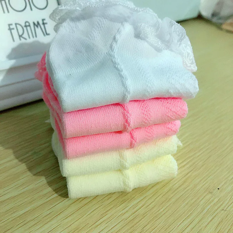 Calcetines de malla de algodón fino para niñas, medias cortas de tobillo con volantes de encaje, puntada blanca y rosa, primavera y verano - imagen 5