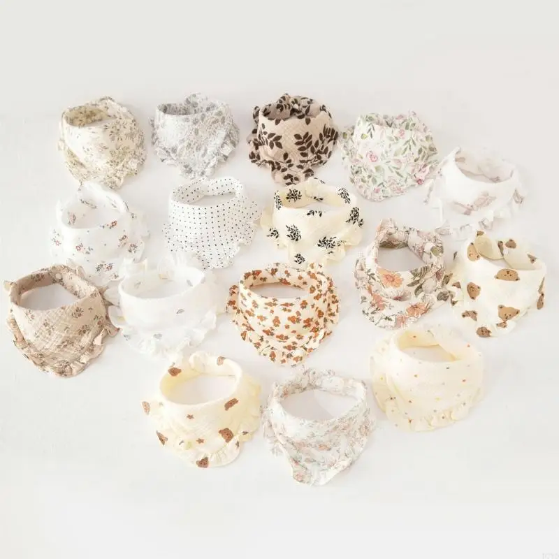 D7YD bufanda suave para bebé, Baberos cómodos para recién nacidos, Baberos para bebé con patrón encantador, Baberos algodón - imagen 5