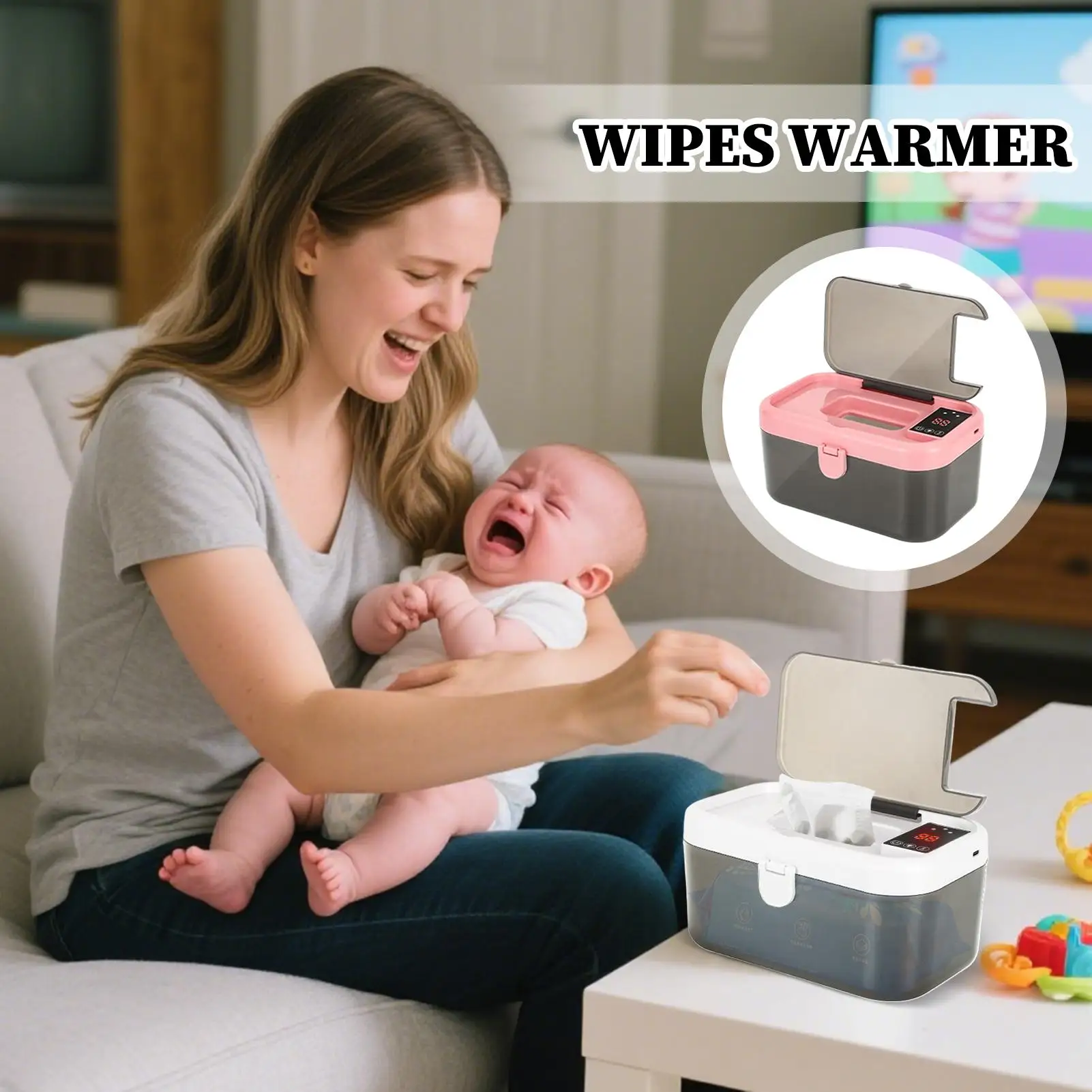 Calentador de toallitas para bebé, calentador y dispensador de toallitas para pañales con luces, carga USB, suministros para bebés para acampar, viajar en coche, viajes por carretera