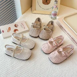 MILANCEL Zapatos planos de primavera – Nude con lazo para niñas