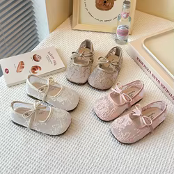 MILANCEL Zapatos planos de primavera – Nude con lazo para niñas