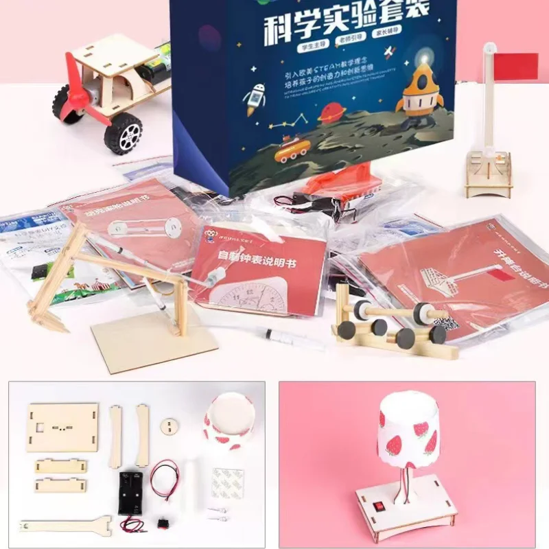 Kits de experimentos de ciencia DIY para niños, clase de tecnología, materiales de madera hechos a mano, tallo de física, juguetes educativos para niños, 9 piezas por juego - imagen 5
