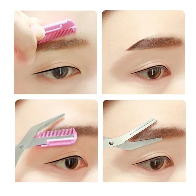 Karsyngirl-tijeras para cejas con peine, 1 Uds., recortador de cejas seguro, afeitadora de depilación de acero inoxidable, herramienta de maquillaje para dar forma a las cejas - imagen 3