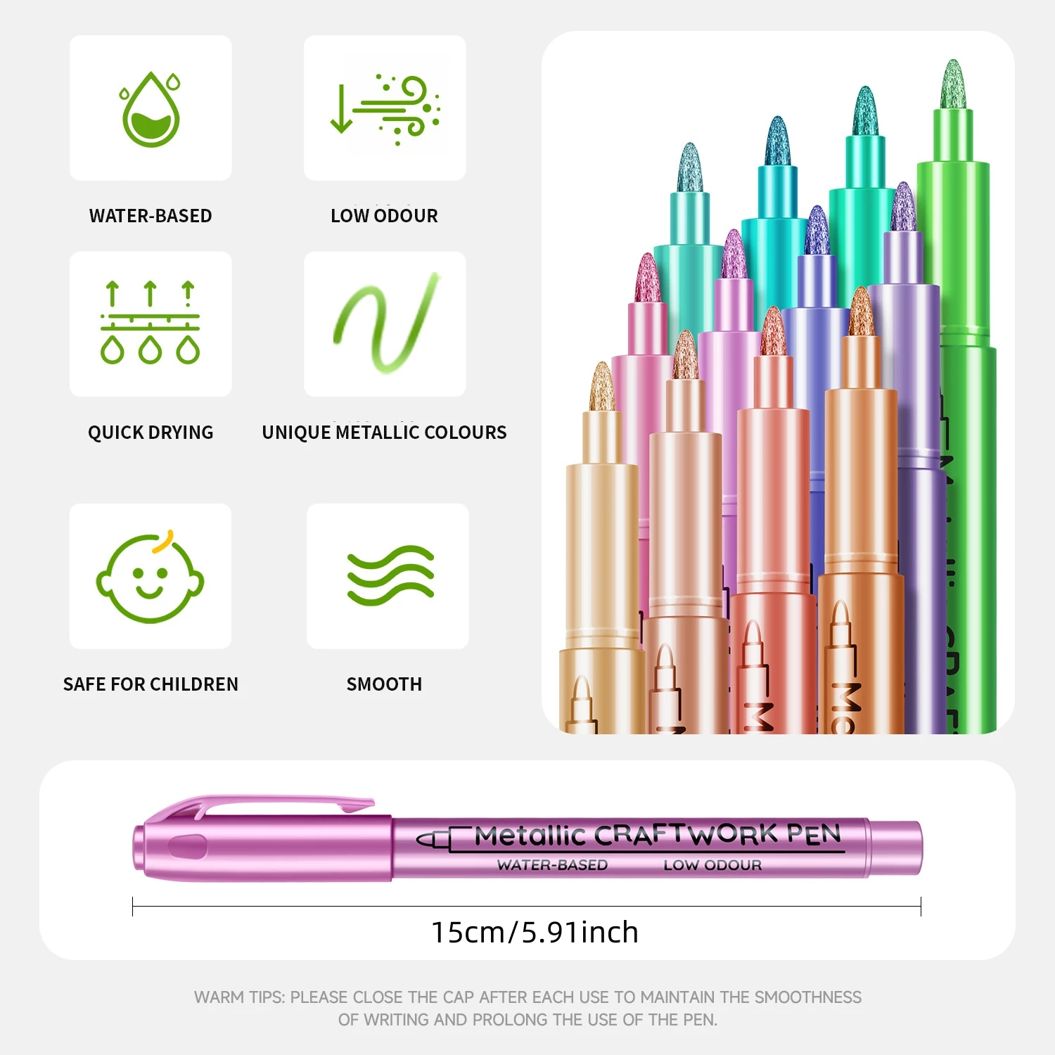 Rotuladores metálicos punta 1mm para manualidades creativas - imagen 2