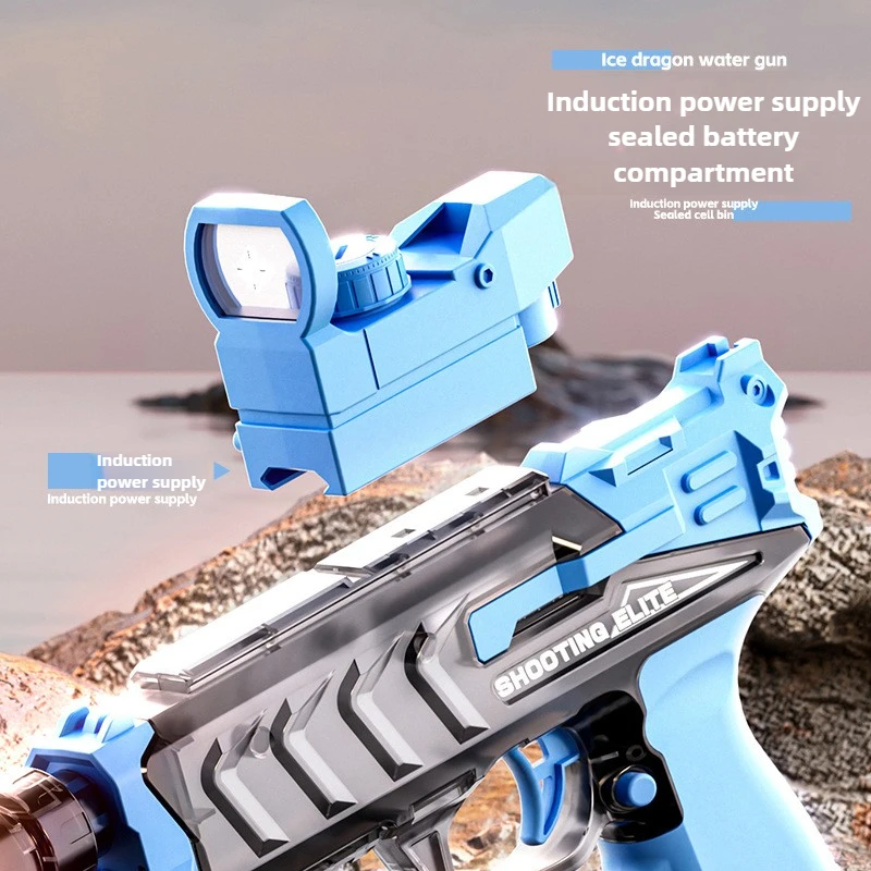 Pistola de agua eléctrica de alta presión con efecto de llama simulada, disparo continuo automático, juguete de piscina al aire libre de verano para niños y adultos - imagen 3