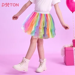 DXTON Tutú de tul malla arcoíris para niñas – Falda irregular baile