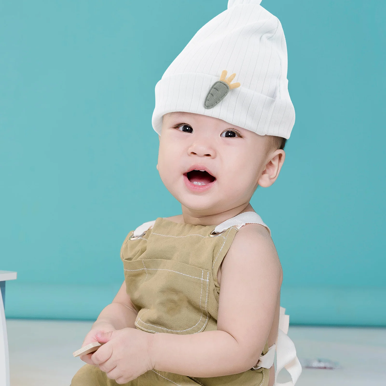 Gorro de algodón para niñas recién nacidas, gorro para niñas, diseño de Orejas de conejo, sombrero de primavera para niños, accesorios infantiles con Orejas de conejo - imagen 3