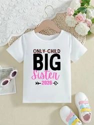 No solo niño hermana mayor 2026 flecha corazón impreso camiseta niñas anuncio de embarazo Kawaii niños ropa niño camisa