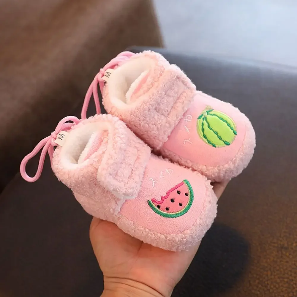 Botas de nieve de lana resistentes al desgaste para niños pequeños, zapatos cálidos de algodón con suela suave, calzado antideslizante anticaída para bebé, invierno - imagen 4