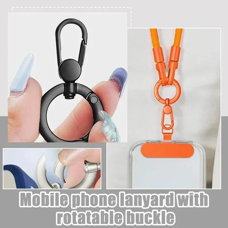 Parche de junta de cordón de teléfono 360 °   Hebilla de Metal giratoria para colgar, Clip de acero, cordón para tarjeta, accesorios para teléfono móvil, correas desmontables