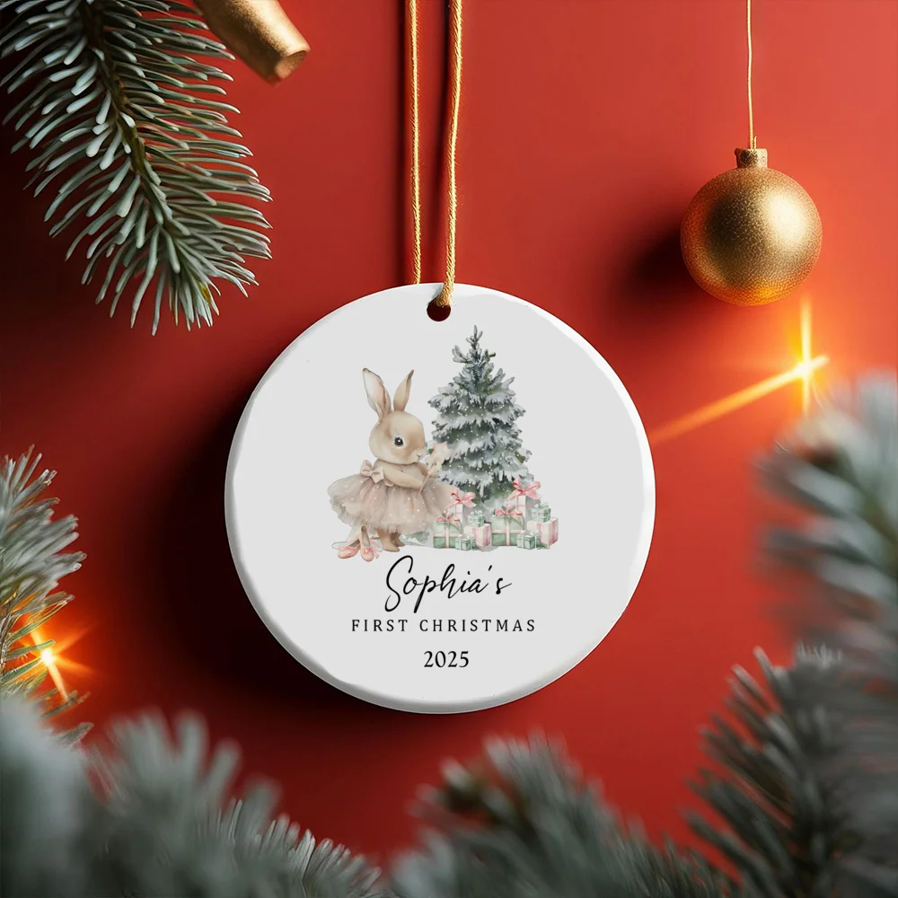 Adorno navideño para bebé conejito personalizado – primera Navidad - imagen 4