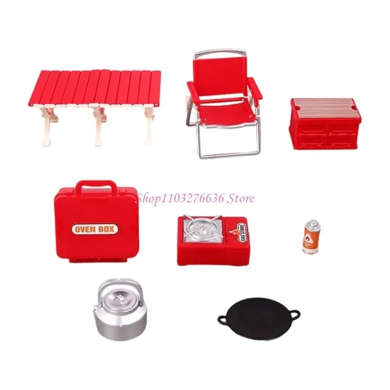 R6FD-Silla Camping en miniatura realista, modelo juego estatuillas para casa muñecas, ajuste escena, fácil - imagen 4