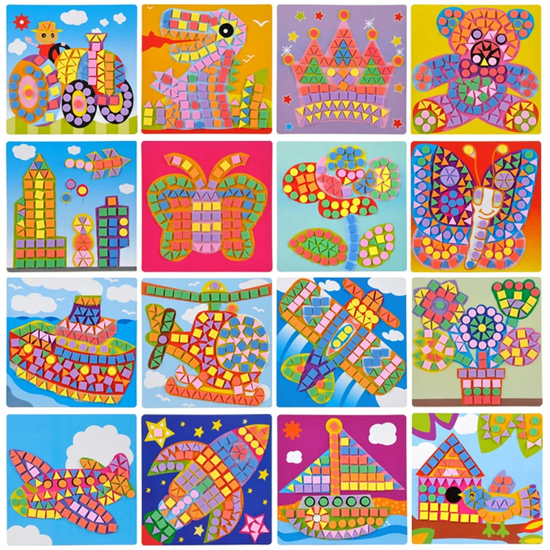 6 hojas/juego de dibujos animados 3D EVA mosaicos adhesivos rompecabezas pegatina Animal tráfico estilo espuma EVA pegatinas regalo de cumpleaños fiesta recuerdo ZYF - imagen 4