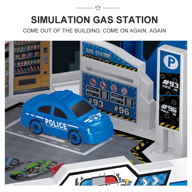 Pista para niños, juguetes para estacionamiento, coche de varias plantas, construcción de estacionamiento, coche de ingeniería de policía contra incendios, juguetes, pista de carreras, coche deslizante - imagen 3