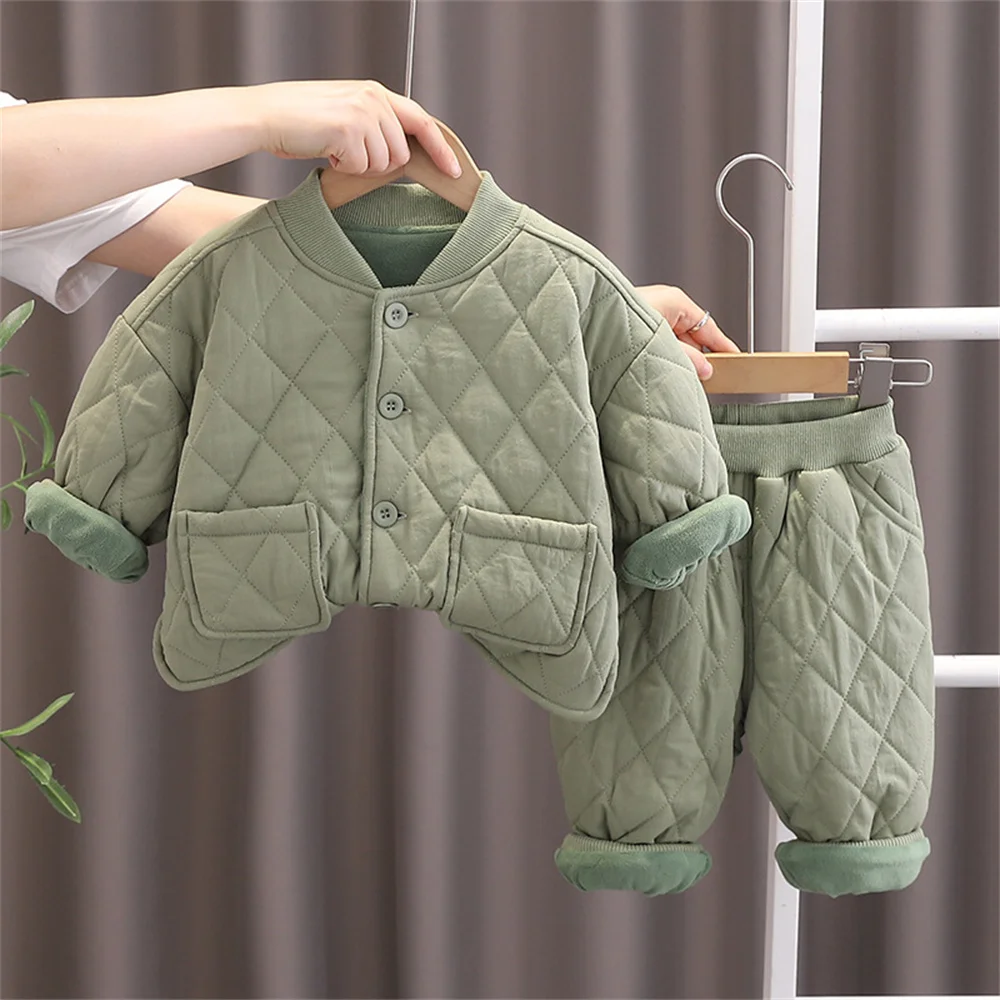 Conjunto infantil de invierno de algodón grueso, abrigo cálido - imagen 4