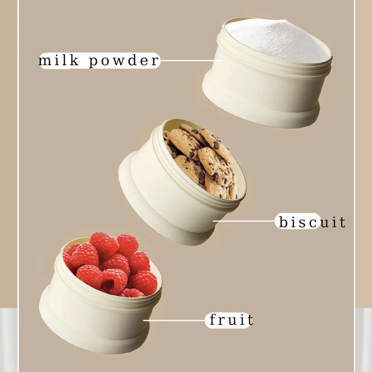 Caja de embalaje de leche en polvo para alimentos complementarios para bebés de 3 capas, caja de leche en polvo portátil, material de calidad alimentaria, tanque de almacenamiento sellado - imagen 5