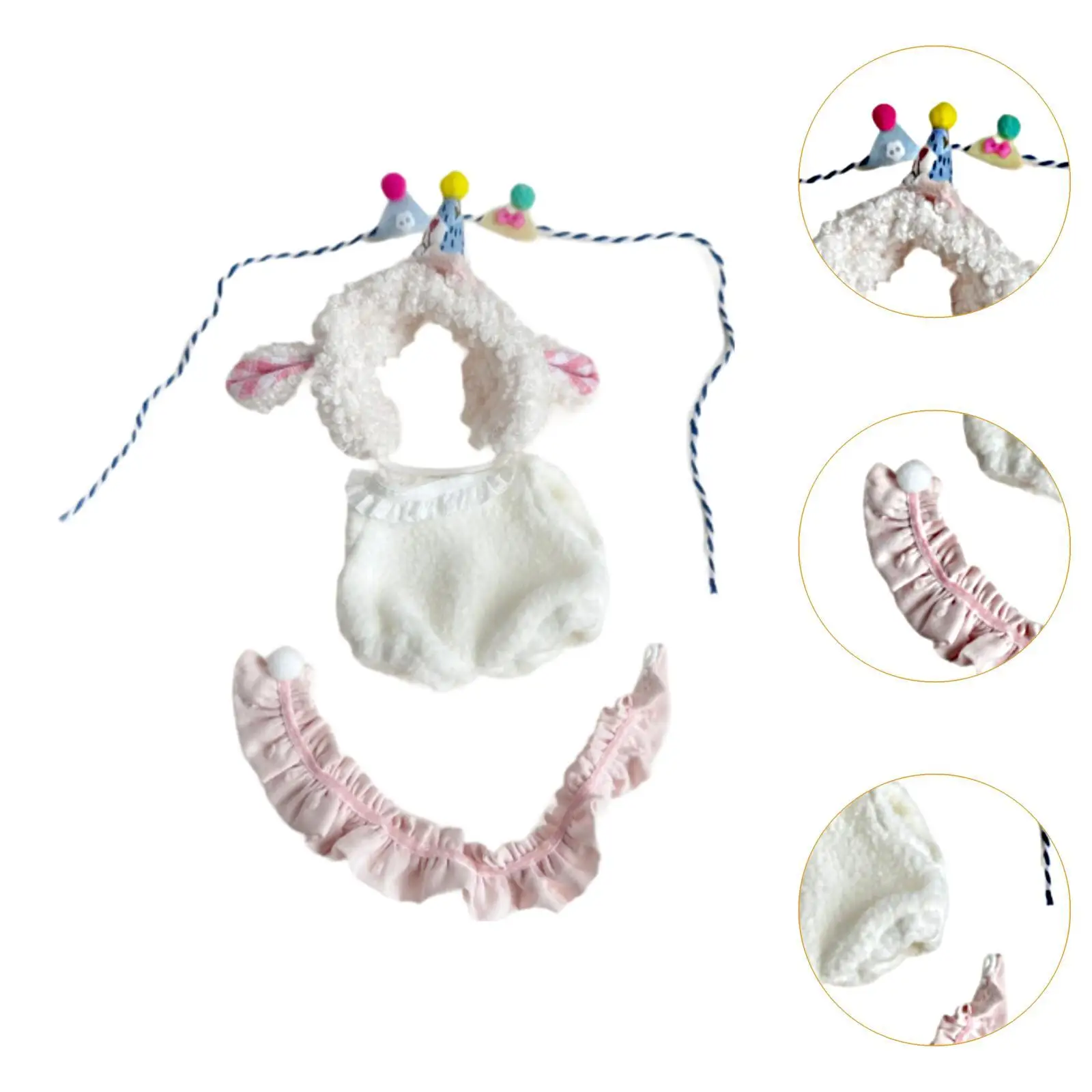 Bodysuit Made of Plush Dolls, Clothes with Birthday Hat, Costumes for 15 Cm Dolls