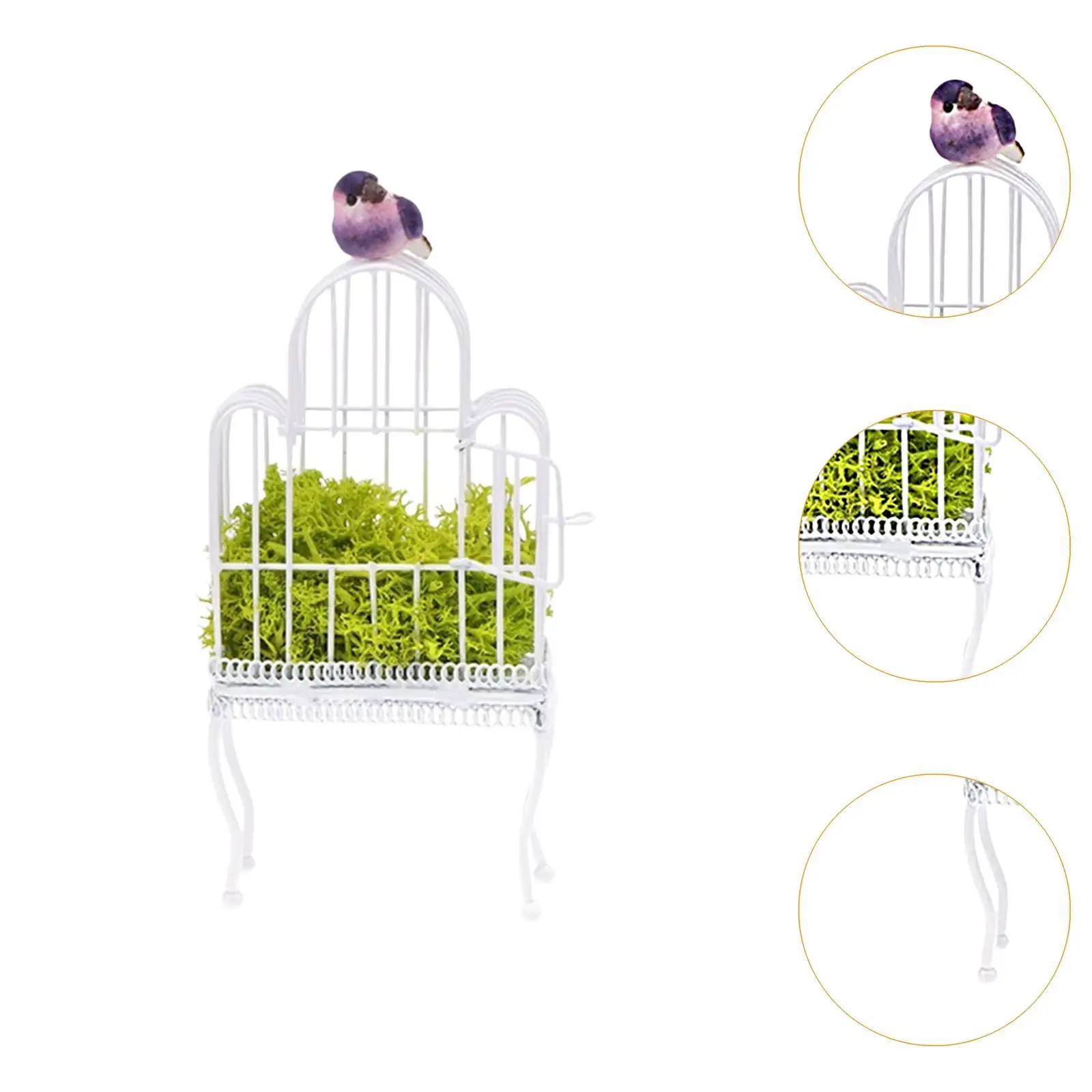 1:12 Scale Dollhouse Bird House Miniature Scenery Props Micro Landscape Metal Birthday Gift Pretend Play Miniature Bird Cage
