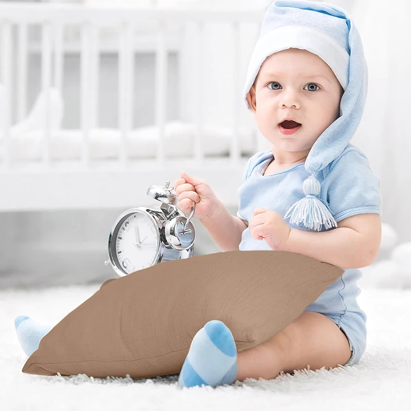 모슬린 유아 베개 케이스, 100% 코튼 유아 베개 케이스 커버, 부드러운 통기성 여행 아기 베개 시트 봉투 폐쇄, 2 개 - imagen 2