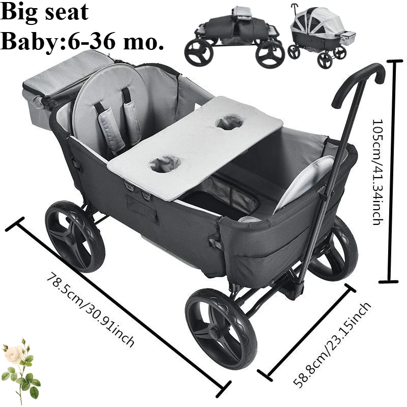 Cochecito de remolques gemelos para acampar y caminar para bebés, estantes de viaje plegables para exteriores, parm múltiple