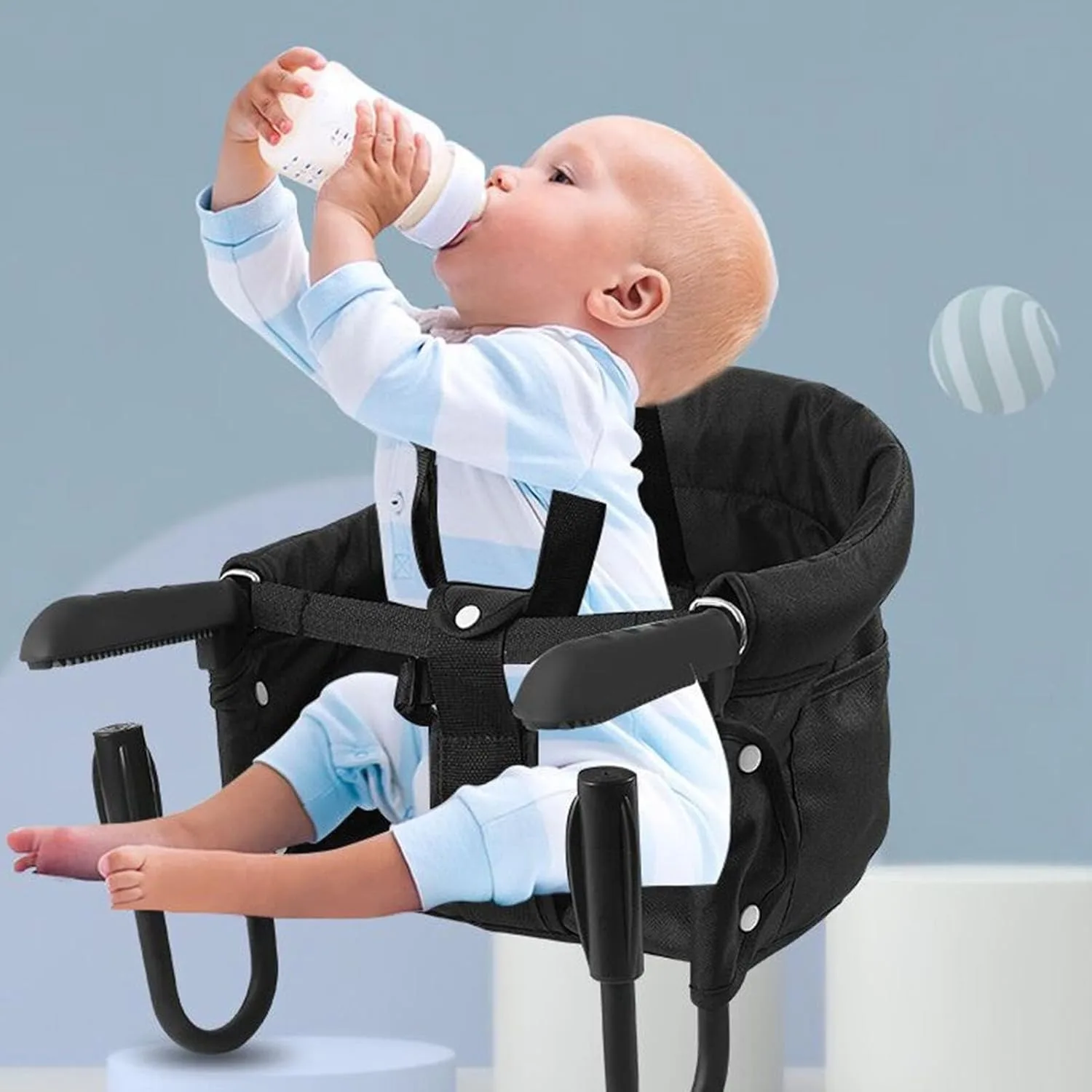 Silla plegable con gancho para bebé, asiento de alimentación portátil con Clip, alta carga, se sujeta a la Mesa - imagen 5