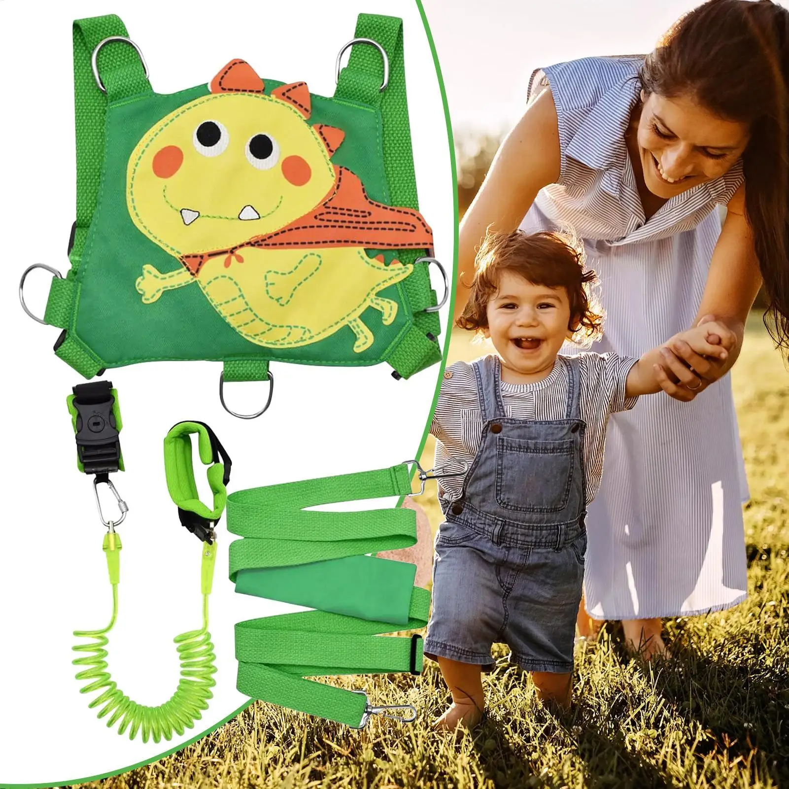 Arnés reflectante dinosaurio con correa y pulsera para niños - imagen 4