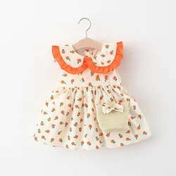 Vestido sin mangas con cuello de muñeca y estampado floral para bebé niña - Verano