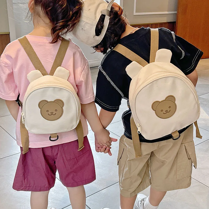 Mochila coreana para niños, bolsos redondos Kawaii para niñas, mochilas escolares para niños de guardería, bolso para niños pequeños con conejito de oso de dibujos animados
