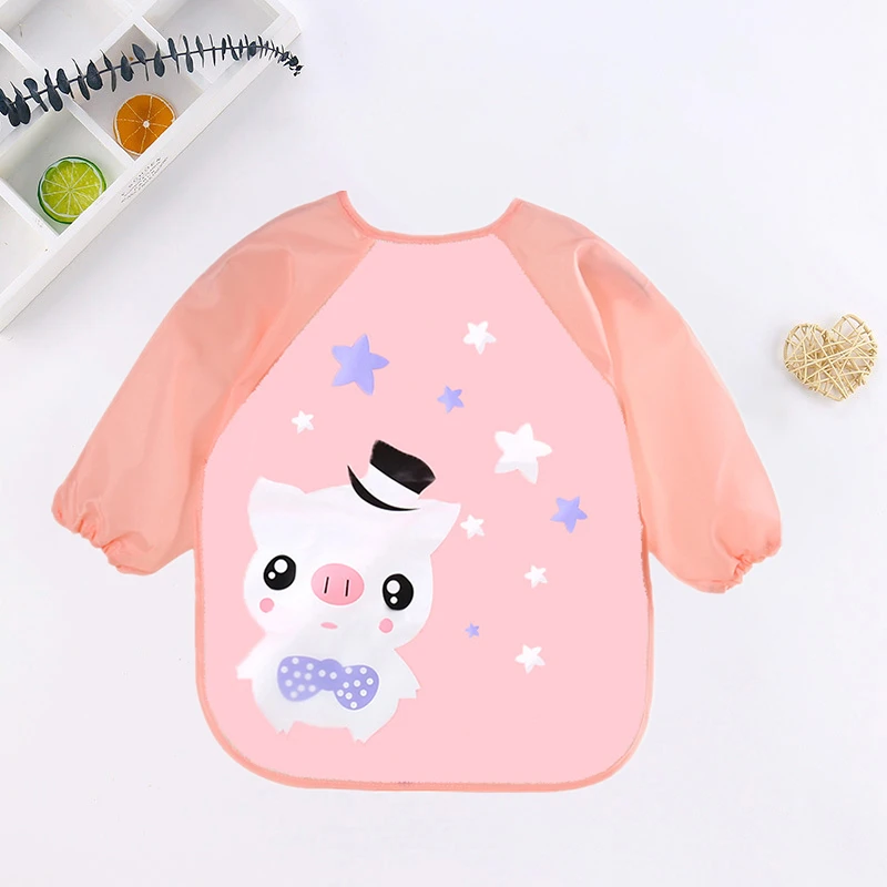 Babero impermeable de manga larga con bolsillo y estampado infantil - imagen 4
