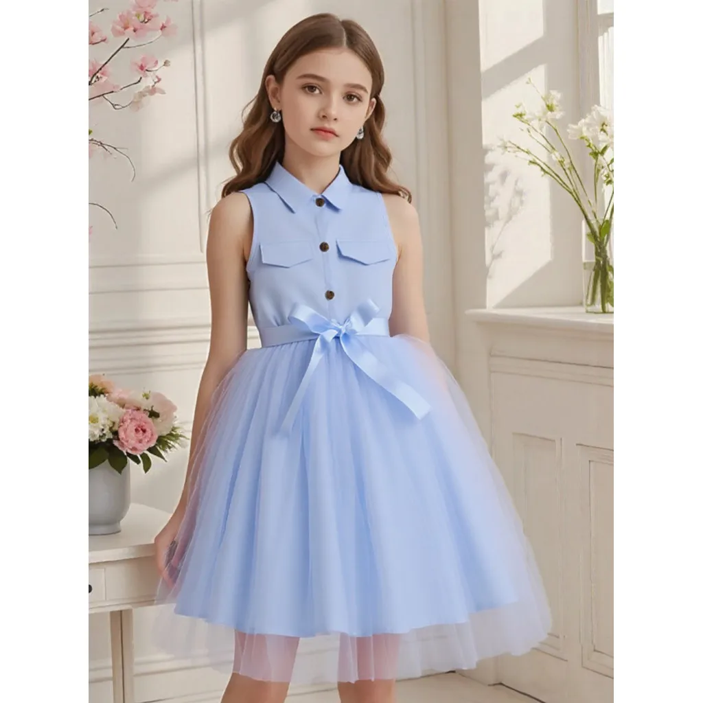 Vestido sin mangas caqui para niña adolescente – estilo princesa - imagen 3