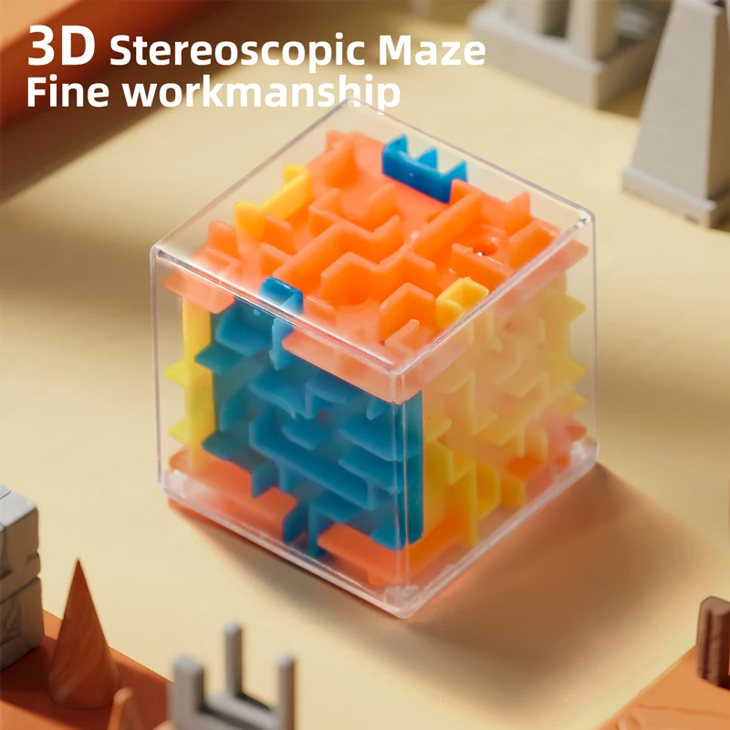 1-3 uds laberinto 3D cubo mágico rompecabezas transparente de seis caras cubo de velocidad bola rodante niños juguetes educativos para aliviar el estrés regalos - imagen 2