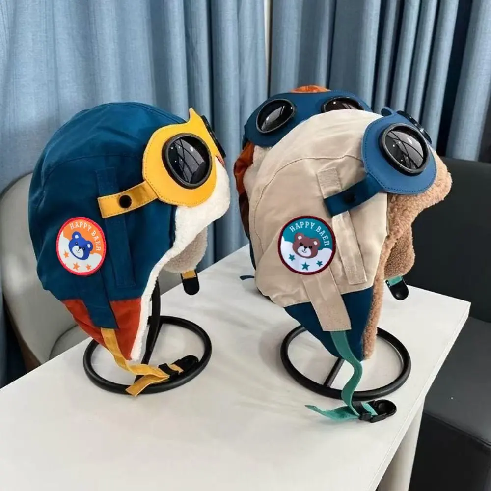 Nuevo Gorro de piloto de dibujos animados bonito, gorro con protección para los oídos a prueba de viento y a prueba de frío con gafas, gorro grueso y cálido para invierno - imagen 3