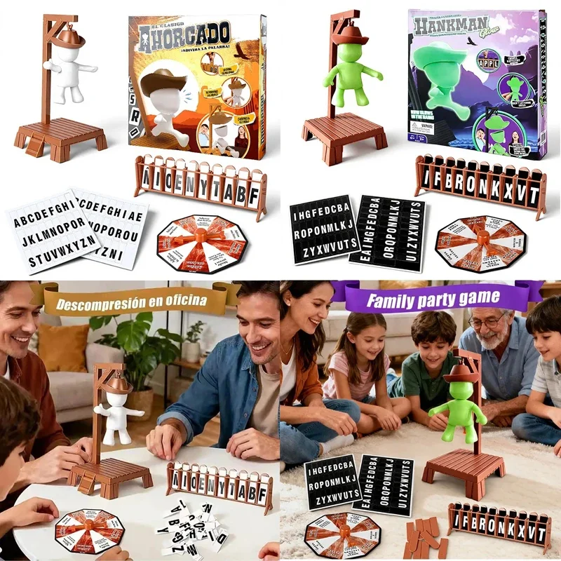 Juegos de mesa Hangman magnéticos para adolescentes, juego de palabras de adivinación misteriosa que brilla en la oscuridad, juego de mesa de adivinación antes de Hank Falls【】;'