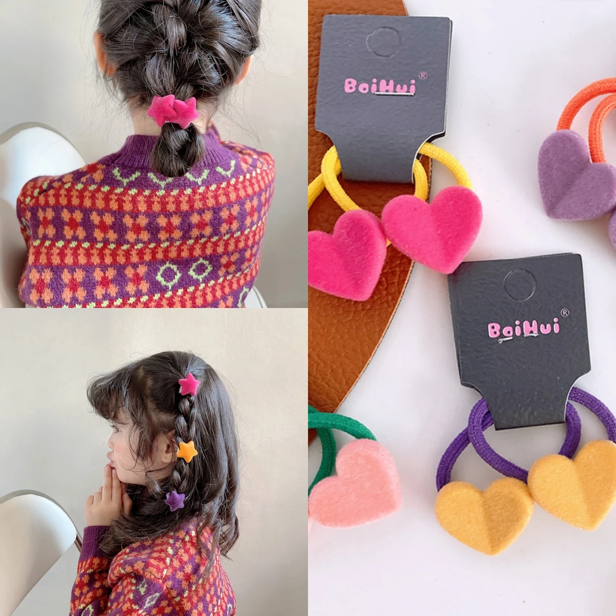 Diademas de terciopelo con corazón – Estilo coreano para bebé - imagen 4