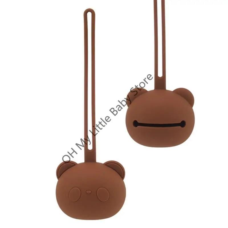 Almacenamiento chupete M76C para estuche, soporte colgante con forma Panda silicona, Hol simulado sin BPA
