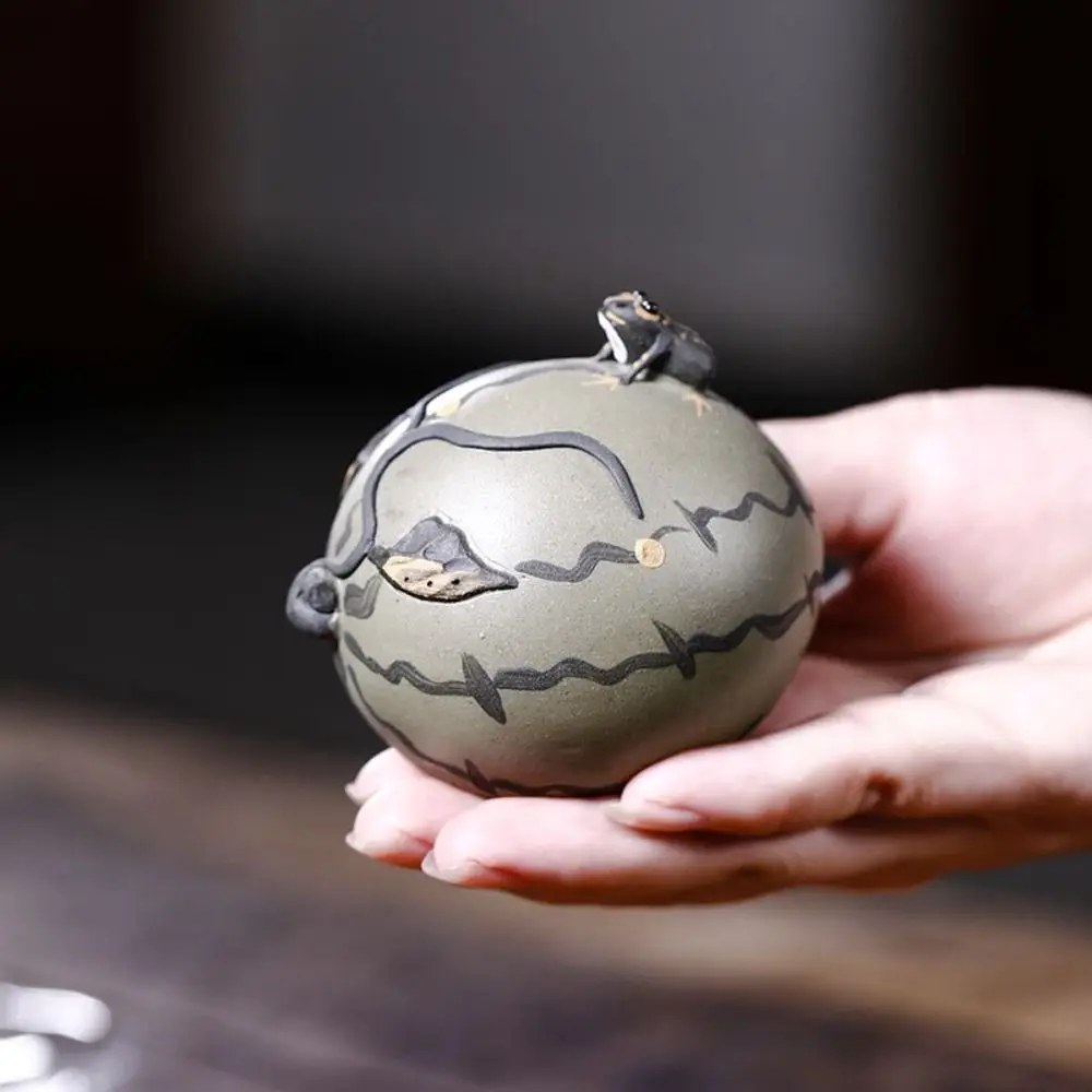 Escultura en miniatura, rana de arena púrpura, té para mascotas, bonito juego de té hecho a mano, adornos, exquisita estatua de té para oficina - imagen 4